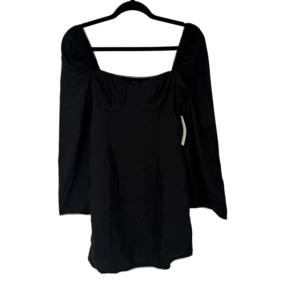 Lani The Label Mini Dress Womens S Black New Long Sleeve Square Neck Bustier